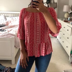 Pinkish Red off the shoulder top